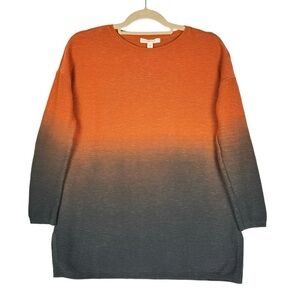 J. Jill Dip-Dyed Sweater Tunic Size XS Orange Gray Ombré